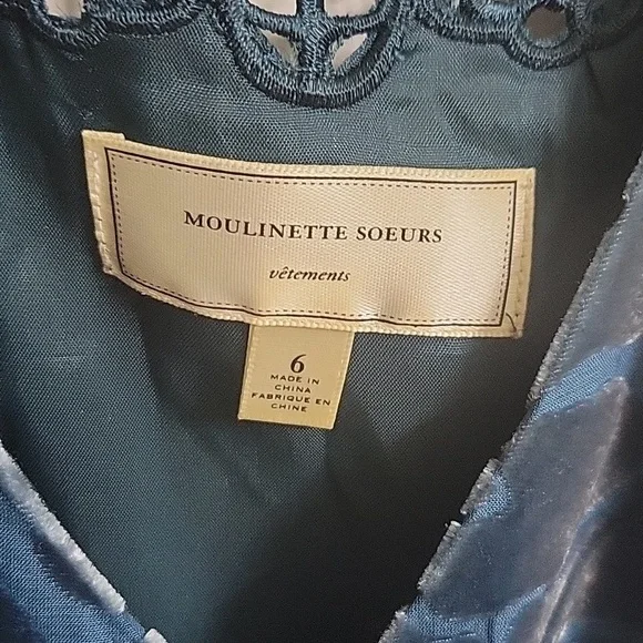 Anthropologie Moulinette Soeurs Lacy Velvet Silk Dress - Picture 2 of 7